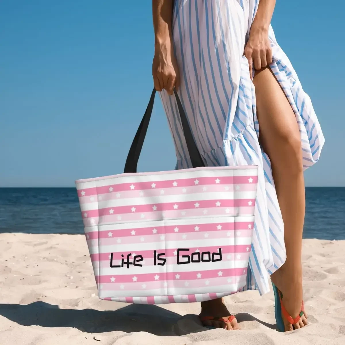 Love Life Large Summer Beach Bag Ideal for Beach, Travel, & Camping