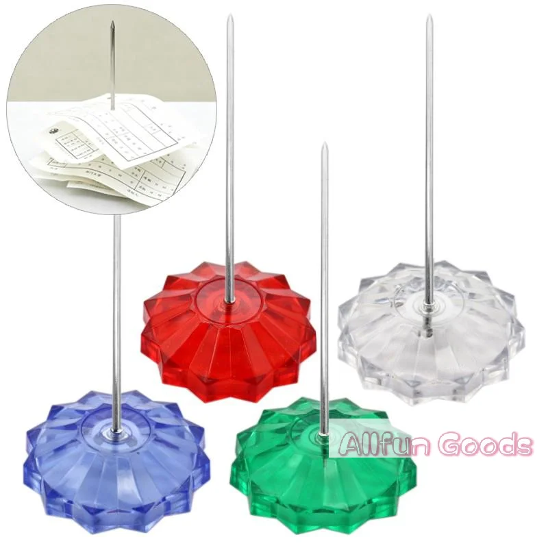 [TG835]Receipt Holder, Paper Memo Holder, Receipt Spike Stick Plastic Base, For Office Shop Storing Bills Invoices Memos