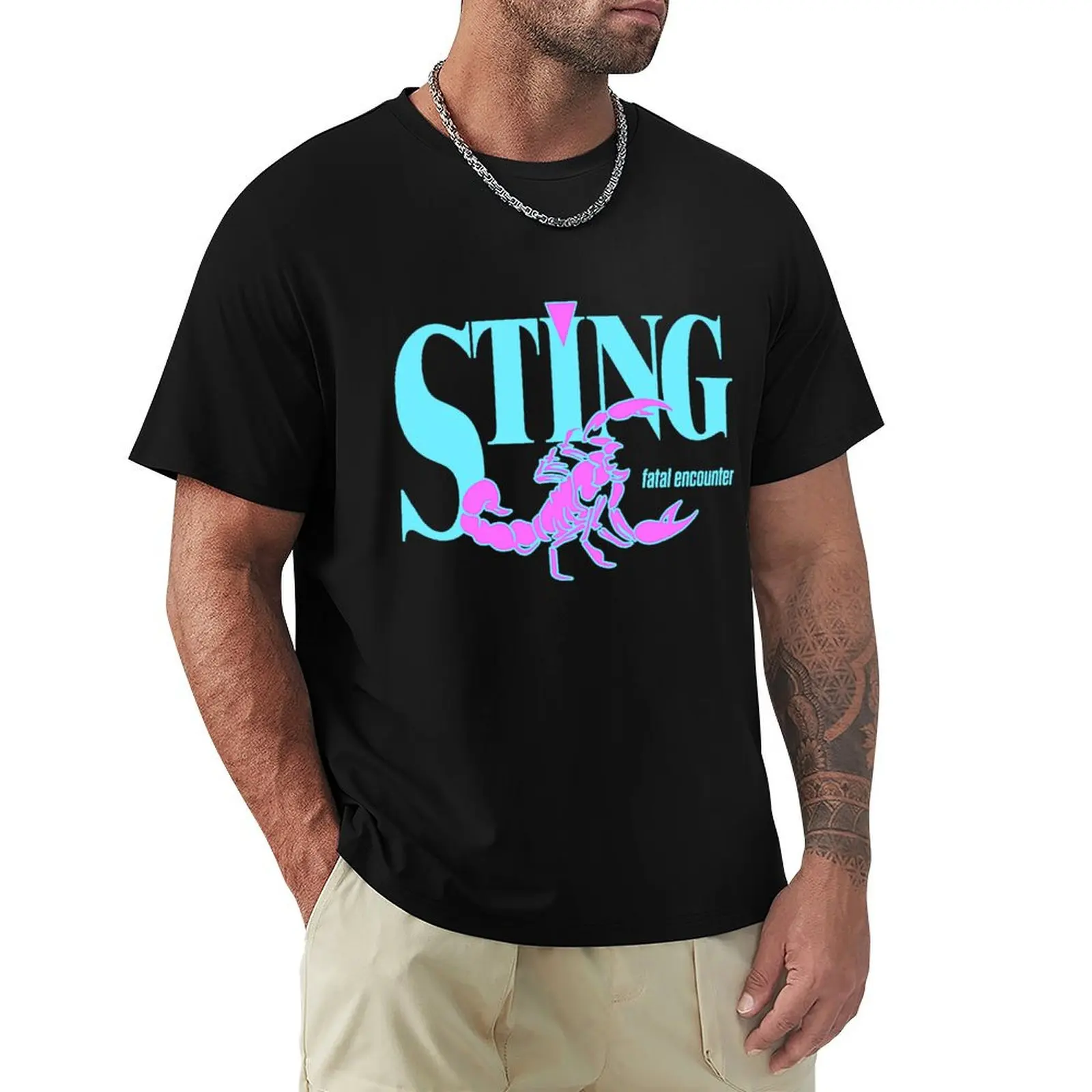 STING - Fatal Encounter Retro 90's Design T-Shirt High Elasticity Sports Tee Shirt