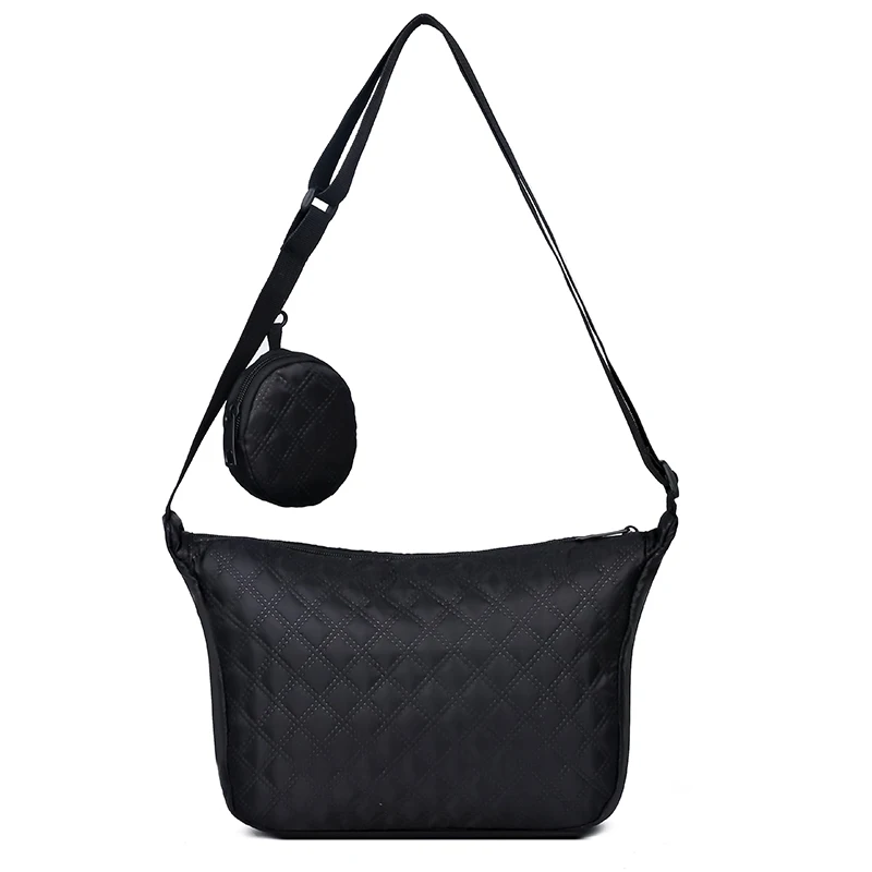 Chic Multi-Color Quilted Shoulder Bag with Pouch Adjustable-Strap Lightweight for Daily Outings Casual Stylish Functional Bag