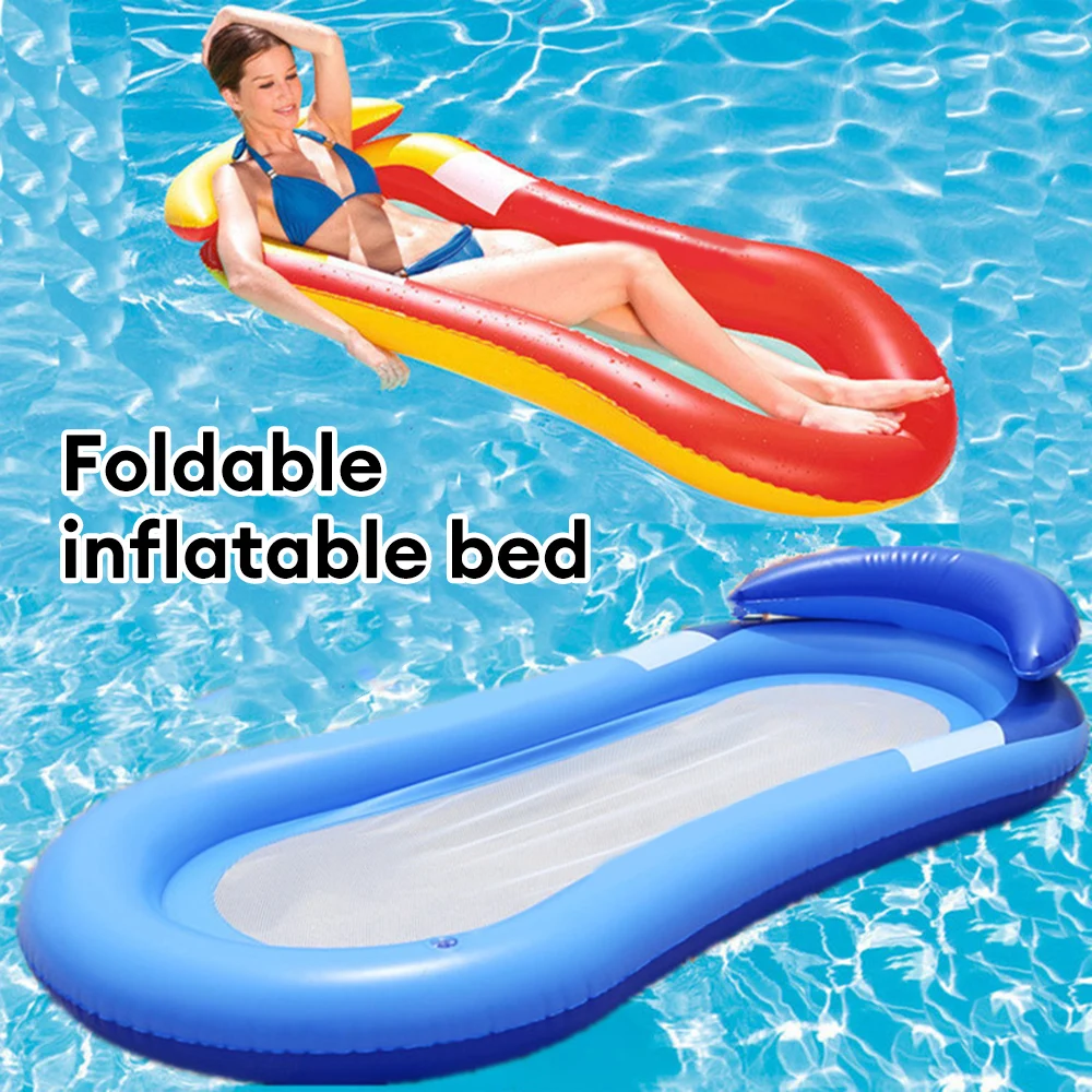 Portable Inflatable Hammock Floatings Bed Summer Swimming Air Mattress Beach Hammock Lounge Chairs Pool Float Water Sports Toys