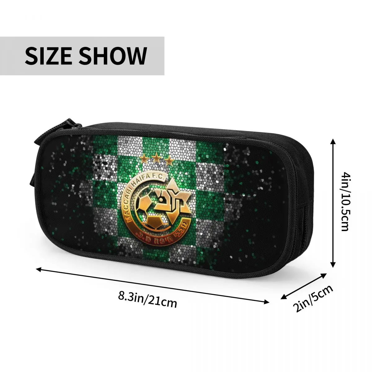 Maccabi MHFC Haifa Green Apes Big Capacity Pencil Pen Case Office College School Large Storage Bag Pouch Holder Box Organizer