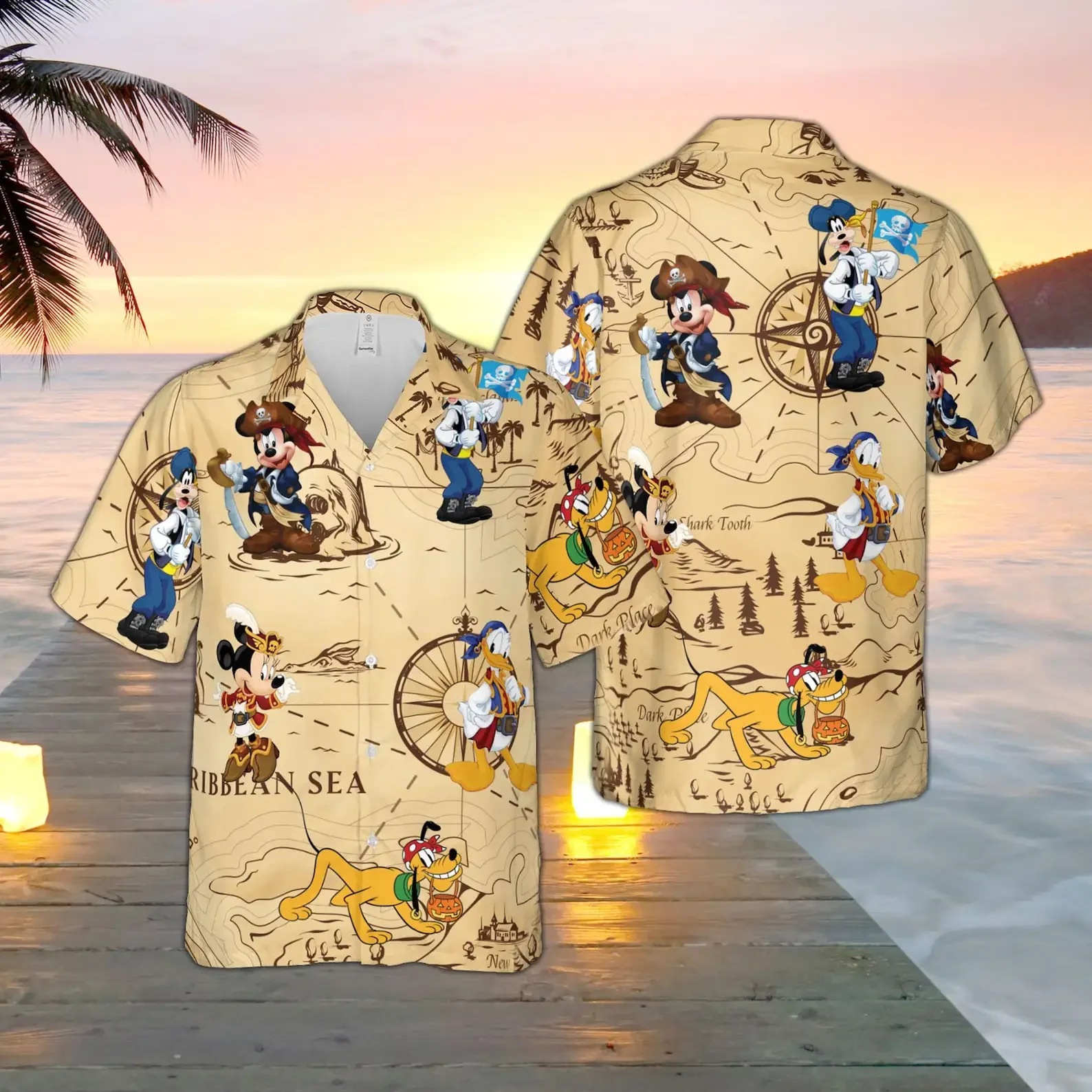 Pirates Of The Caribbean Mickey Mouse Hawaiian Shirt Men Women Short Sleeve Shirt Disney Hawaiian Shirt Fashion Breathable Shirt