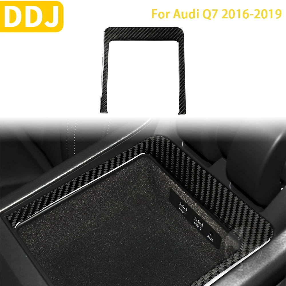 

For Audi Q7 2016 2017 2018 2019 Accessories Carbon Fiber Car Interior Central Armrest Box Frame Trim Sticker Decoration