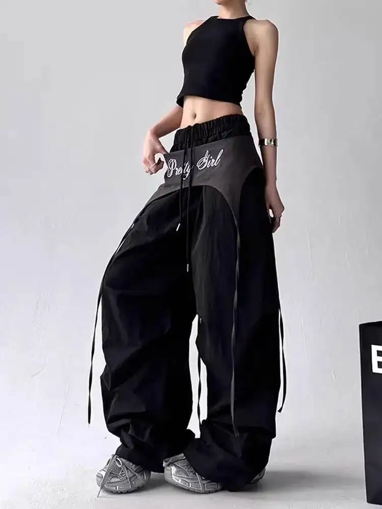

American Retro Jazz High Street Cool Girl Hip Hop Loose Straight Casual Sports Pants Women Wide Leg Trousers Comfortable Fit