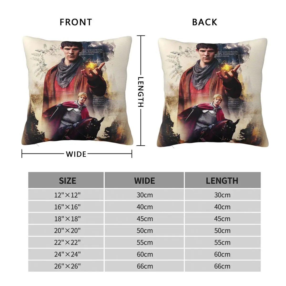 Merlin For The Love Of Camelot Pillowcase Polyester Linen Velvet Printed Zip Decorative Home Cushion Cover 45x45