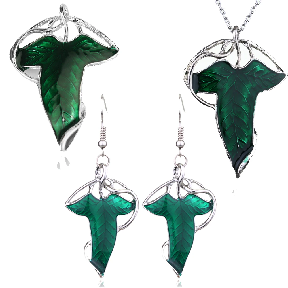 3 unids/set película Señor de los anillos insignia pendientes hoja de dibujos animados collar solapa Pin camisas bolsos ropa regalo perfecto para amigos