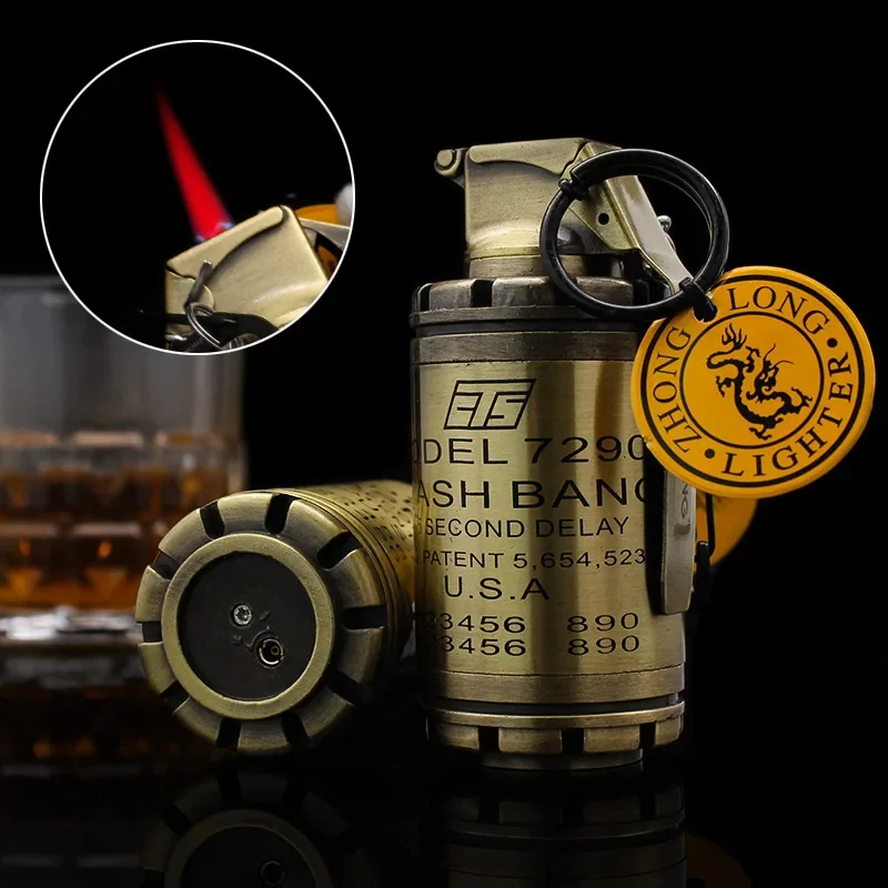 

Butane Gas Lighter, Red Flame Straight Forward Windproof Inflatable Lighter Personalized Ornament Military Enthusiast Collection