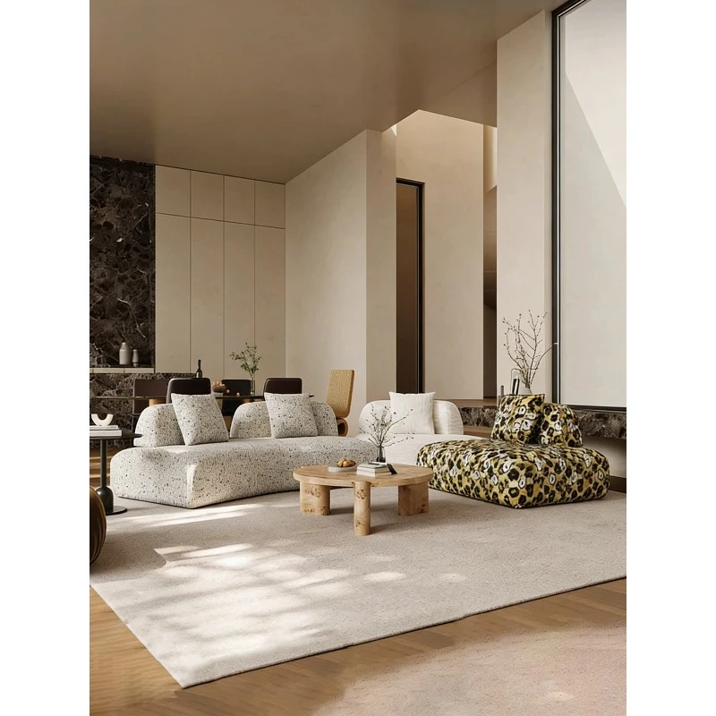 Italian minimalist printing L-shaped 2026 corner large apartment Chenier concubine fabric sofa