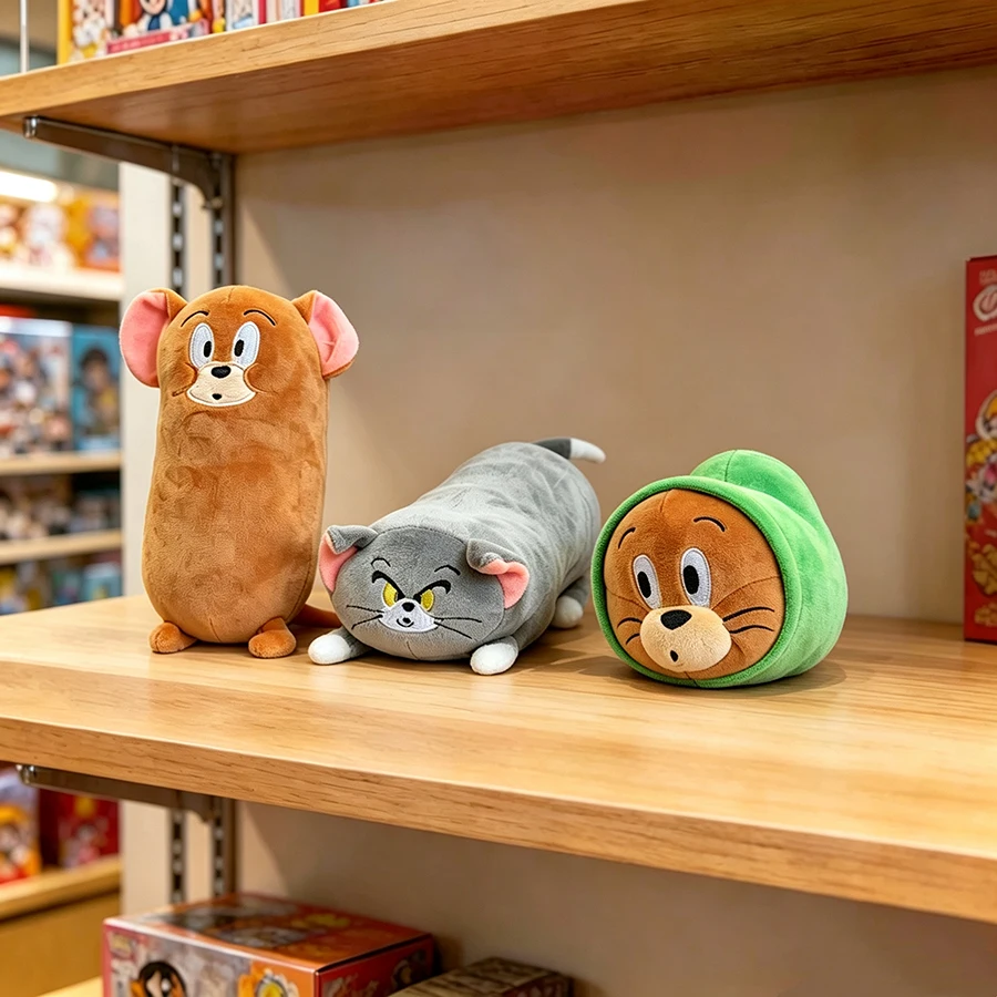 20cm Offizielle Tom und Jerry Langform-Plüschpuppe Stressabbauendes Niedliches Geburtstagsgeschenk für Fans Sammlerstück Weiches Spielzeug