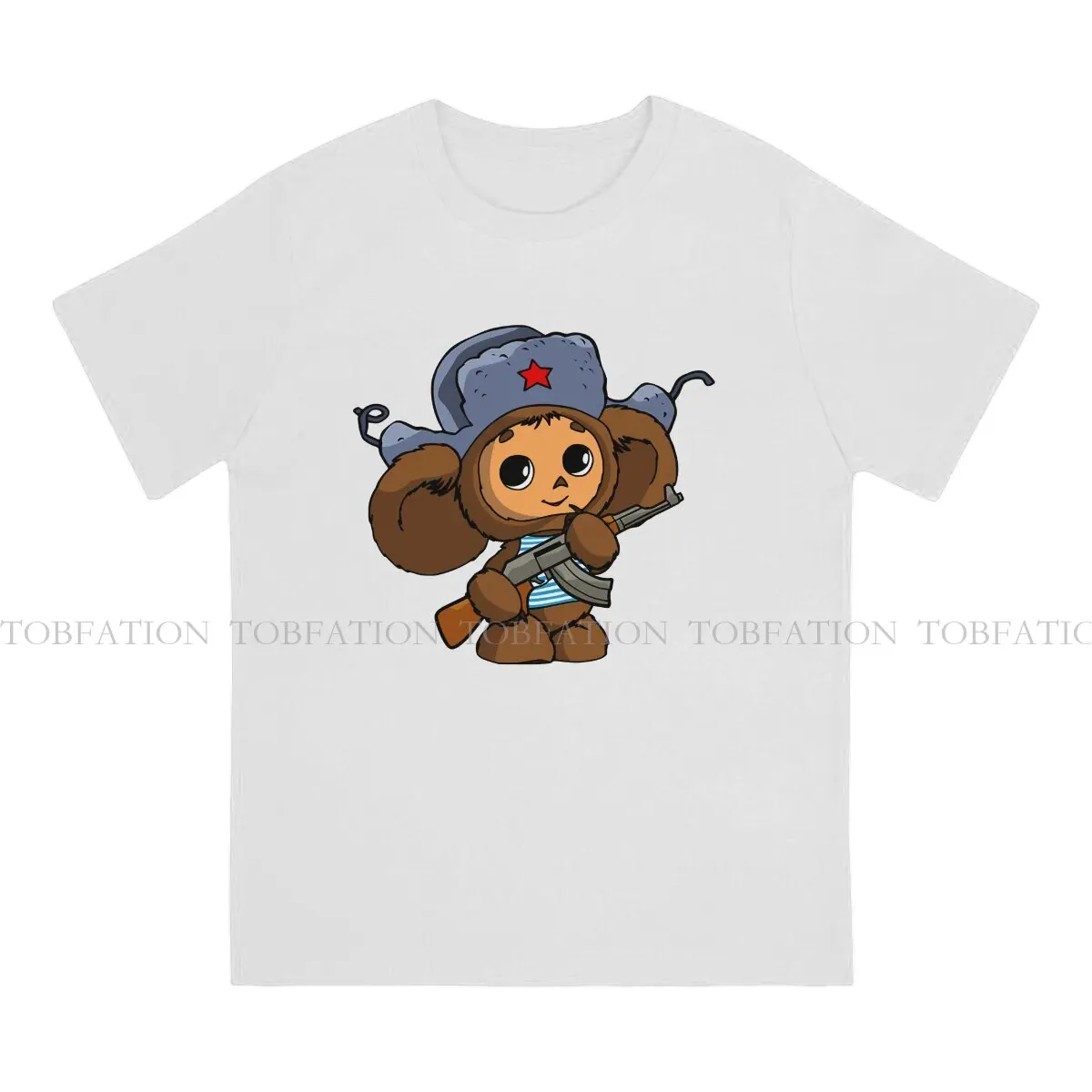 Cheburashka Lovely Protection Tshirt Vintage Punk Men\'s Tshirts Tops Oversized Cotton Crewneck T Shirt