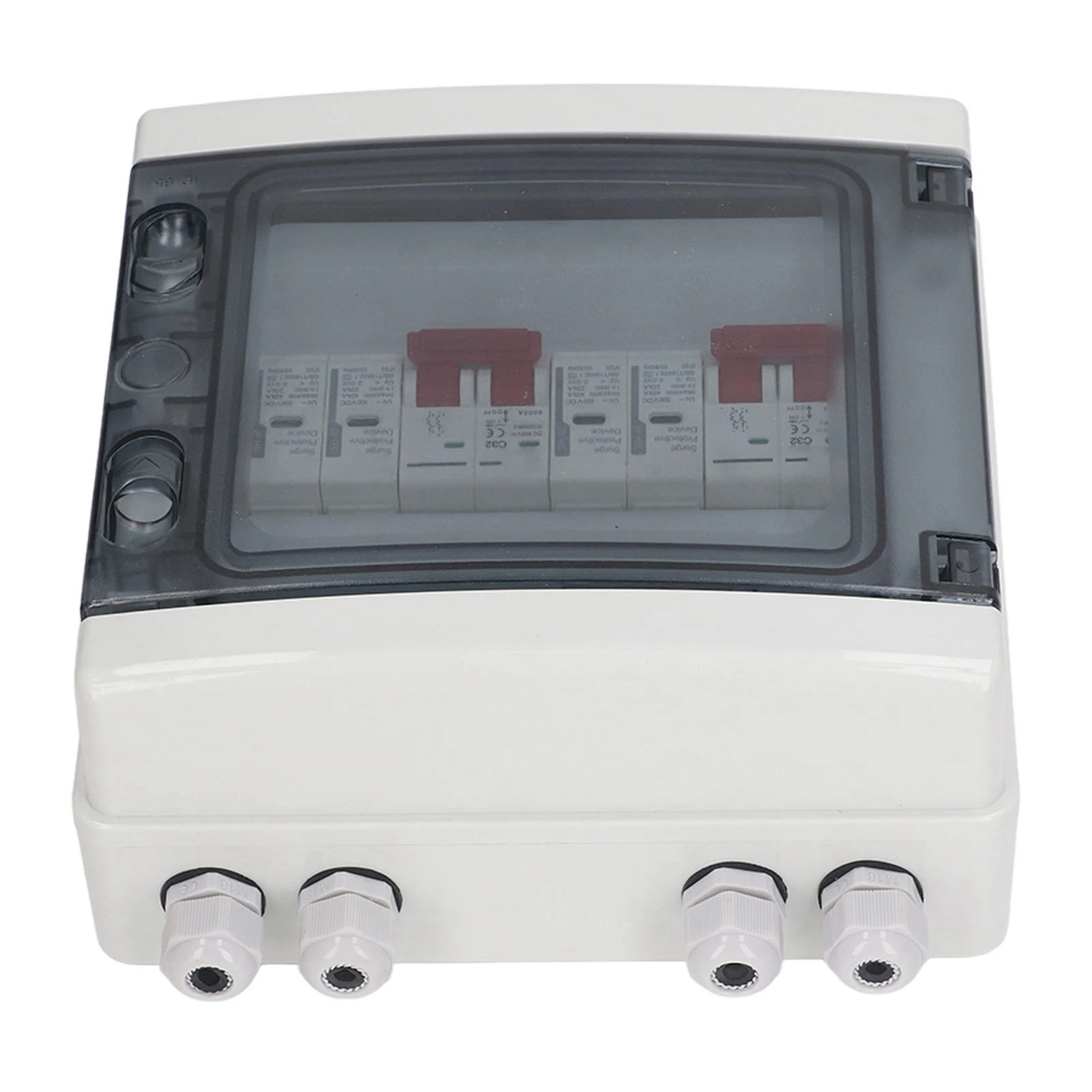 DC500V Solar  Panel Isolator Disconnect Switch 2 in 2 Out Surge Protection PV Combiner Box IP65 Water Resistant 32A 20-40KA