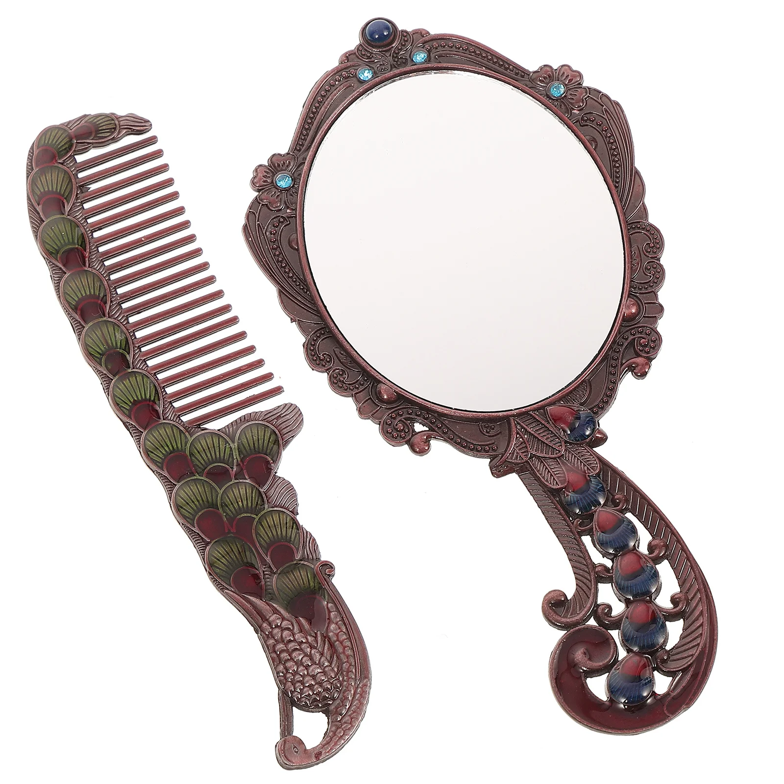 1 ensemble de miroir de maquillage Vintage et peigne, accessoires de commode portables pour voyage, école, salle de sport
