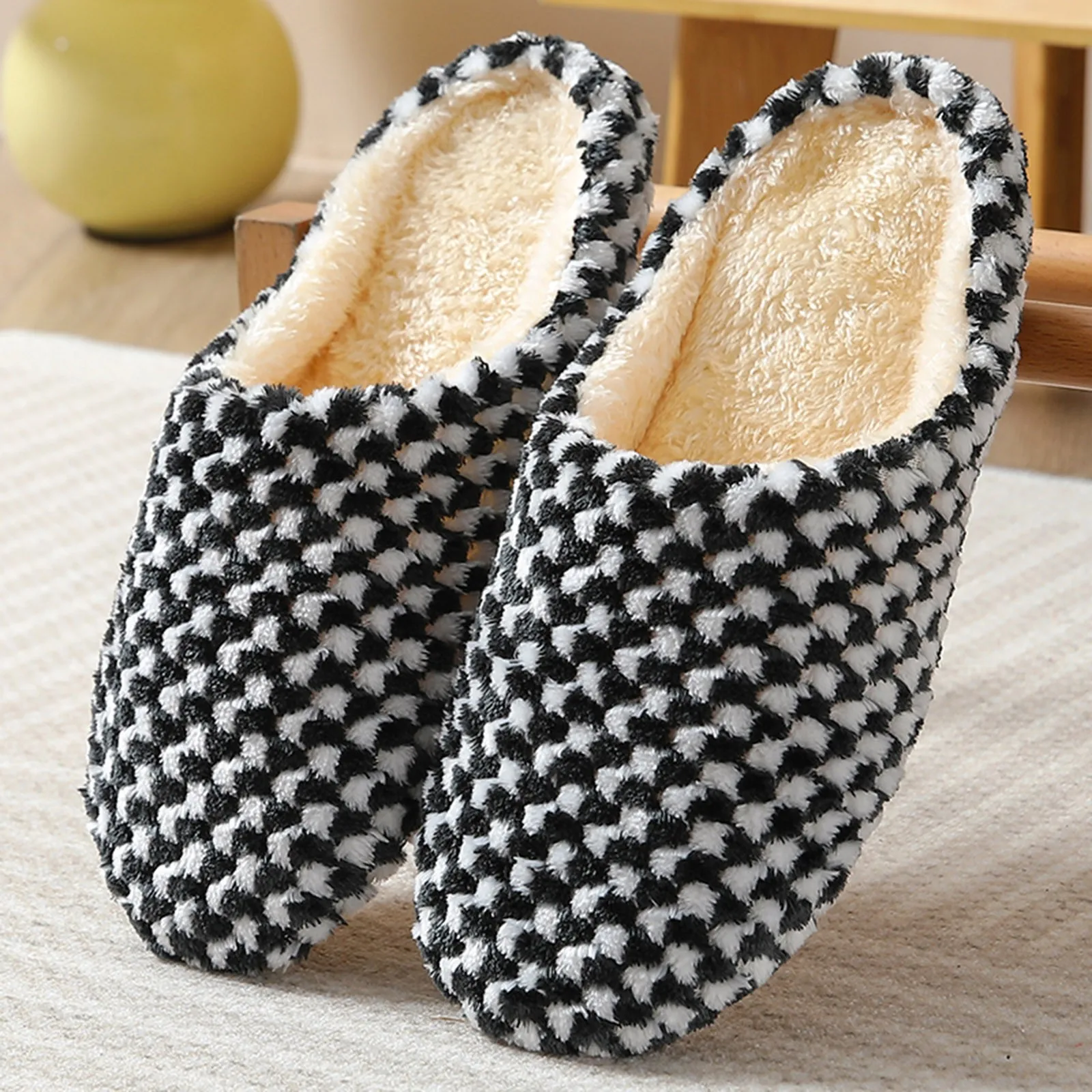 Autumn Winter Keep Warm Slippers For Women Shoes Soft Plush Indoor Home Furry Slippers For Bedroom Thick Bottom Plush Slides