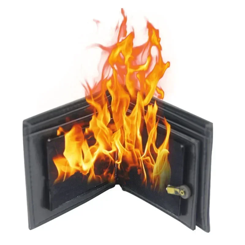 Magic Flame Wallet Novelty Fire Wallet Street Magic Performance Bar Illusion Stage Performance Storage Wallet Personalized Gift