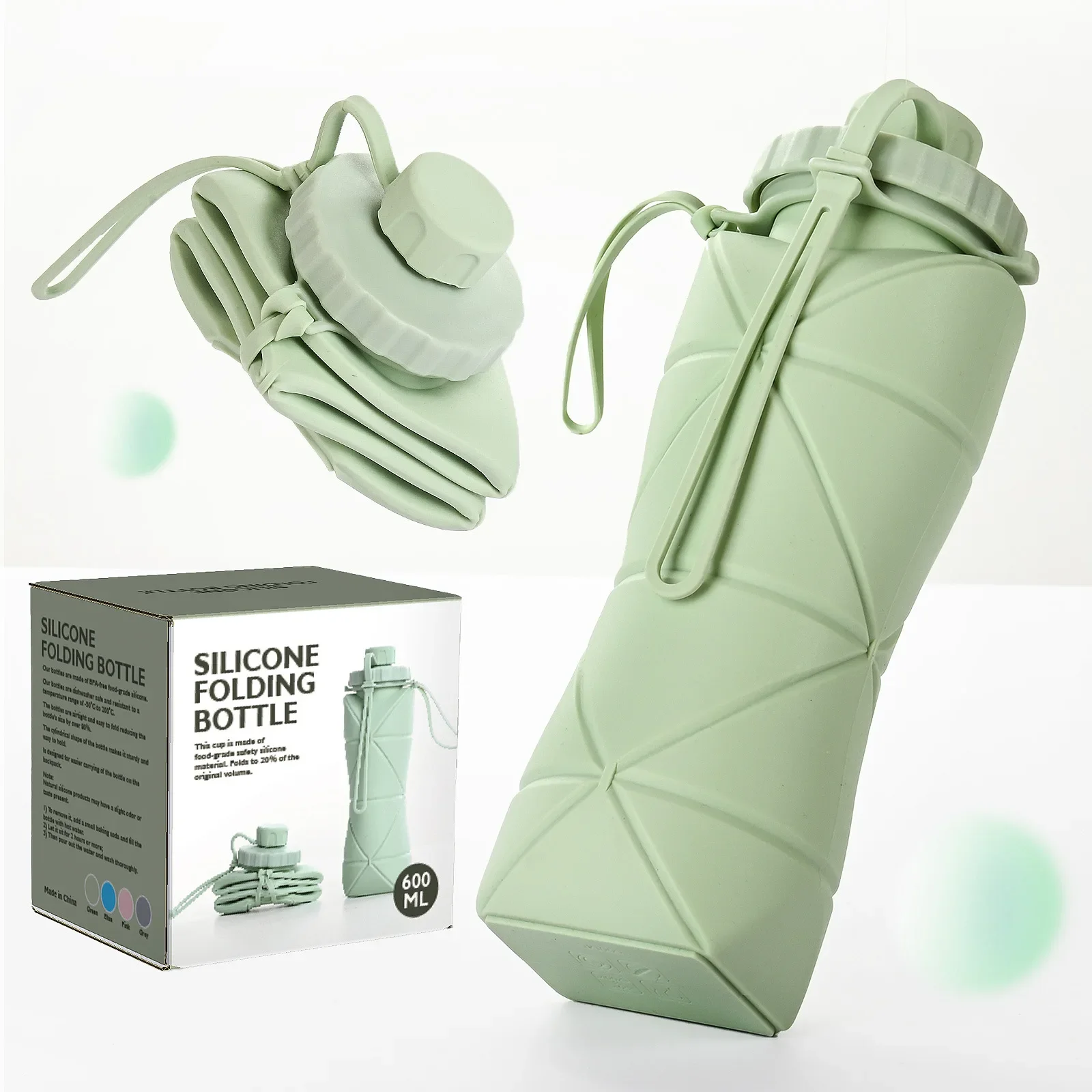 

Silicone Folding Water Cup Large Capacity Outdoor Travel Portable Sports Kettle High Temperature Food Grade Creative Folding Cup