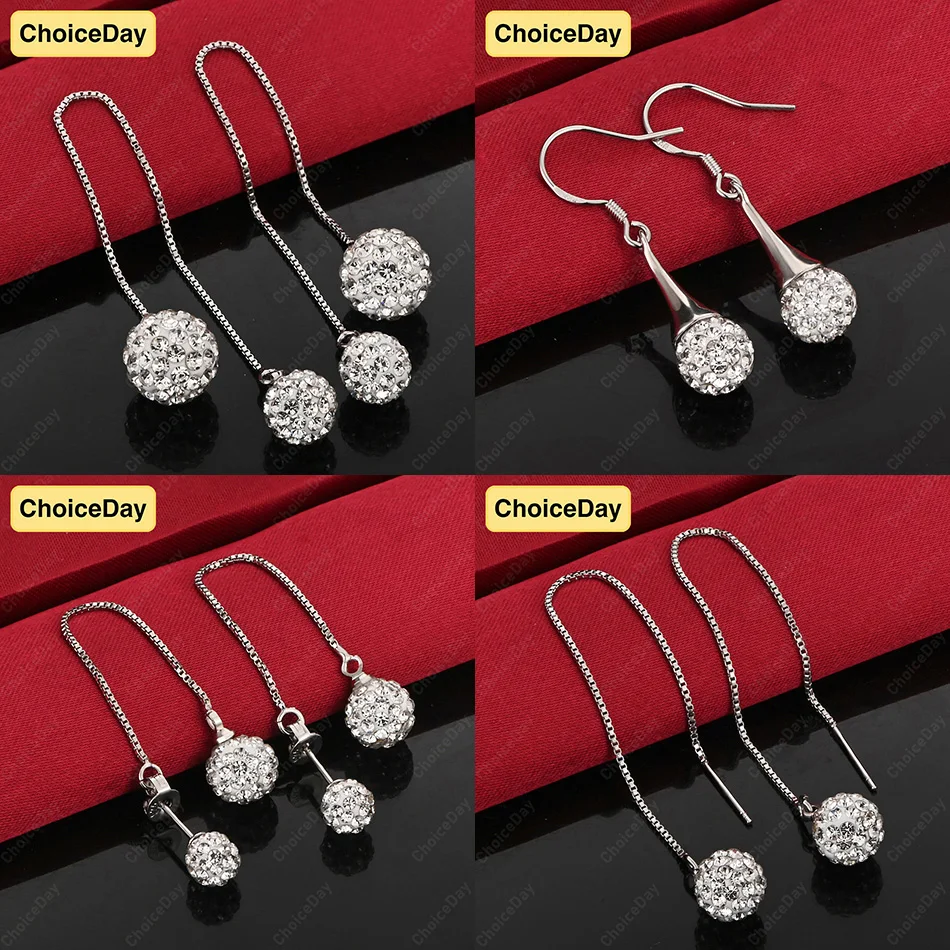 

ChoiceDay 925 Sterling Silver Delicate Round Zircon Dangle Earrings Women Party Gift Accessories Jewelry