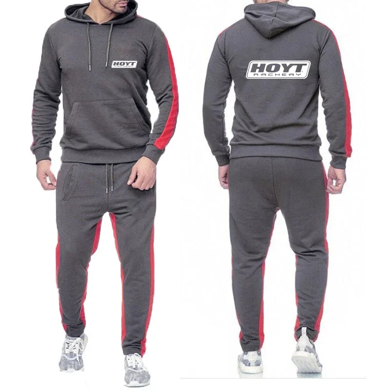 

2023 Men New Hoyt Archery Spring And Autumn Pullover Hoodies Sweatpant Sets Harajuku Jacket Sports Comfortabe Gradient Man Suits