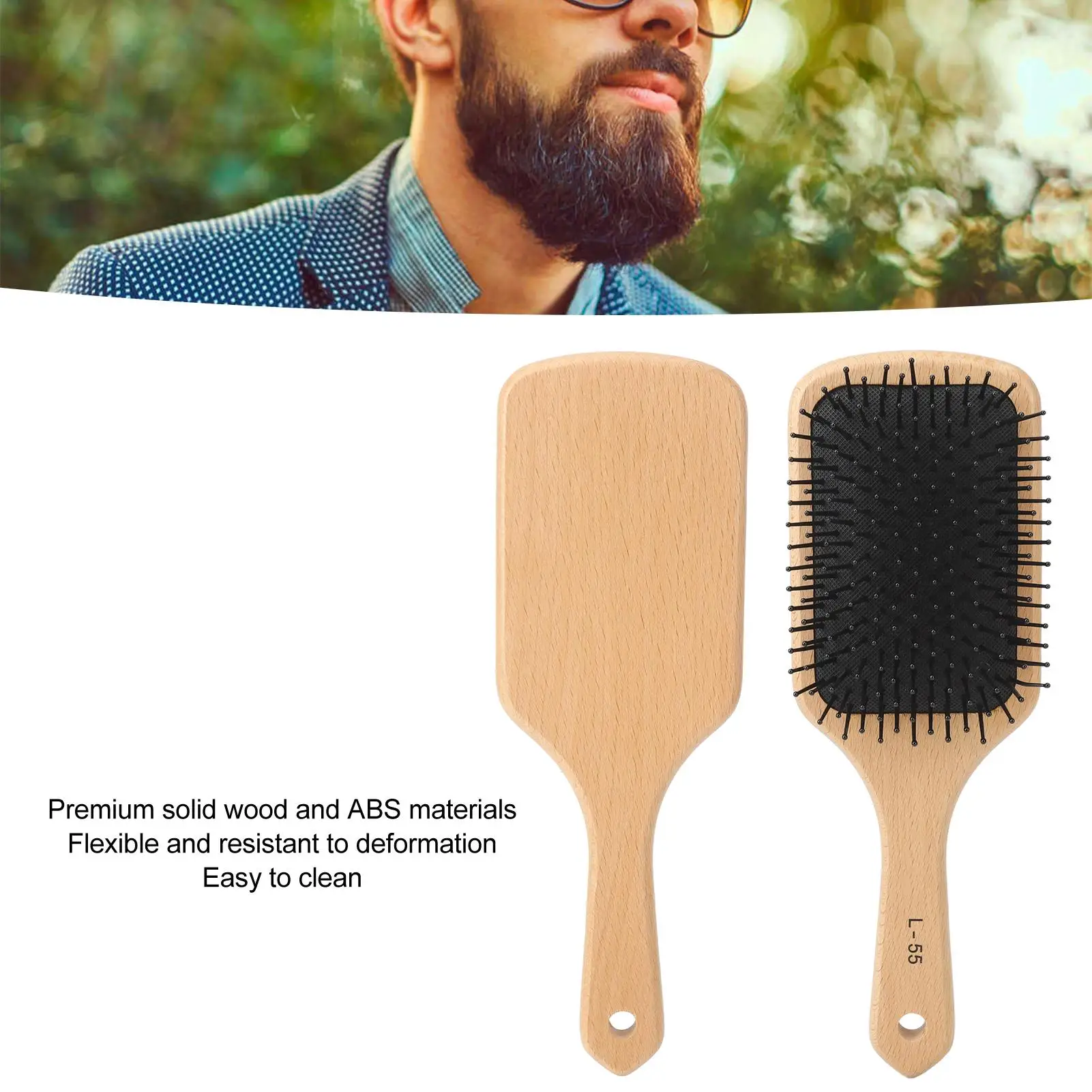 Portable Detangling Cushion Comb Hair Styling Brush - Ergonomic Handle, Prevent Deformation - Ideal for men & for salon Use