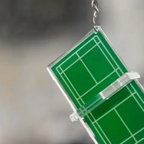 على الوجهين ملعب كرة الريشة الصغيرة كيرينغ الاكريليك الريشة سلسلة مفاتيح مصنوعة من الأكريليك تنس الطاولة تنس المحكمة تنس الطاولة مفتاح حامل #3