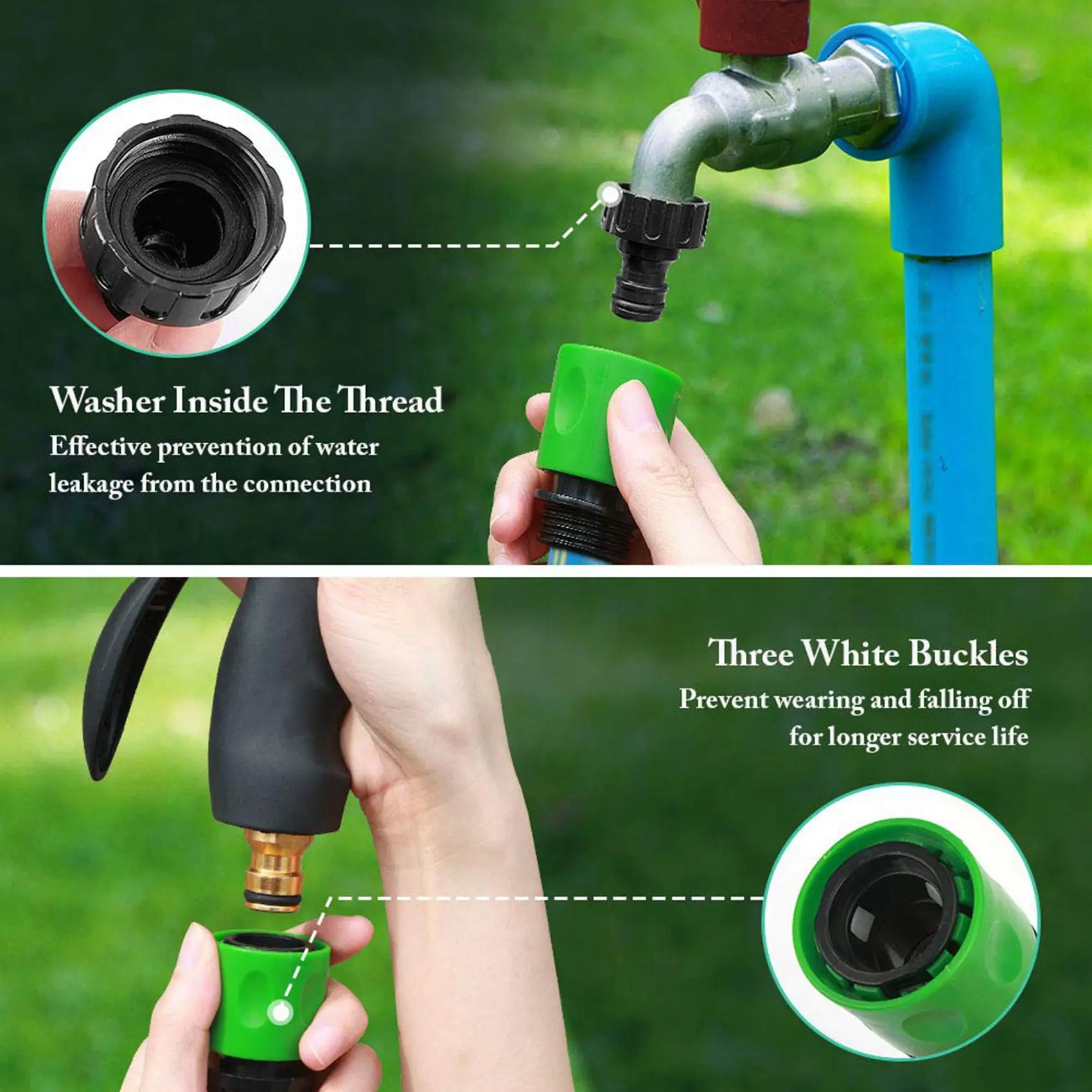 Y42A-Garden Quick Connect Release Water Hose Fittings Plastic Connectors, Male & Female 3/4 Inch GHT 30Pcs