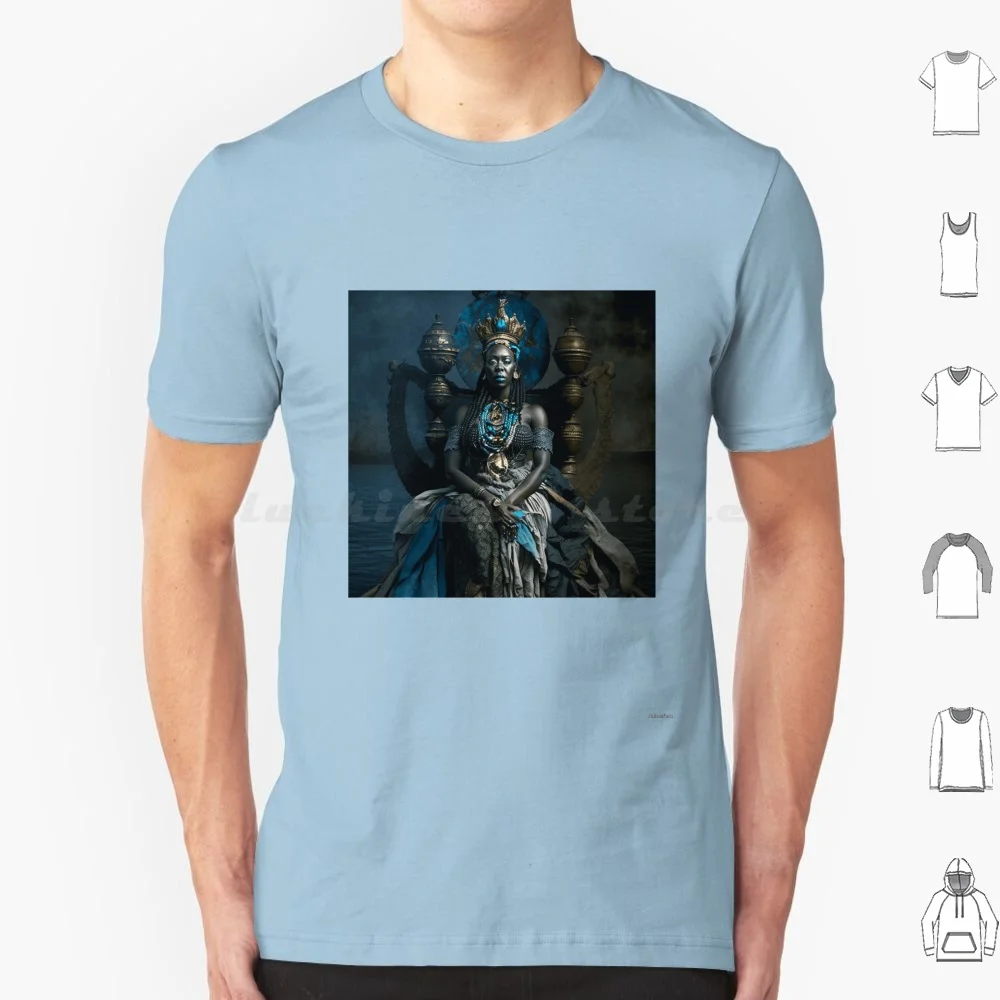 Iemanja , Goddes Of The Seas T Shirt 6xl Cotton Cool Tee Iemanja Queen Goddes Yemanja Iemanjá African Black Skin Brasil