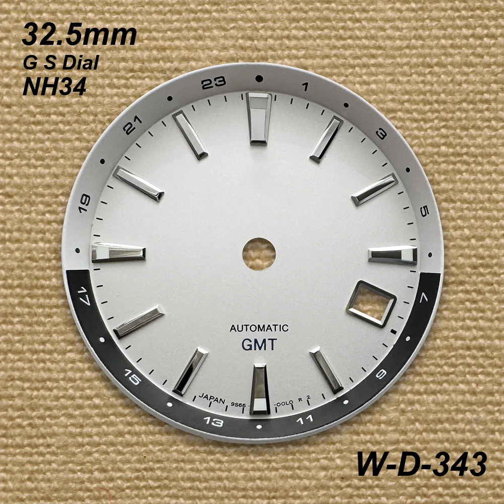 32.5mm logotipo gs de alta qualidade gmt dial para movimento nh34 acessórios de modificação de relógio luminoso verde