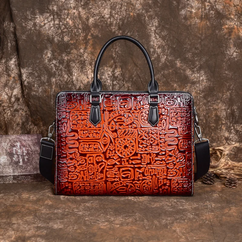 

New leather vintage briefcase, high-quality men's luxury handbag, business commuting computer bag, shoulder bag