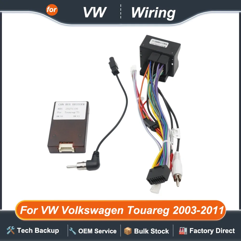 Car Radio Stereo Wiring Harness Cable Adapter Canbus Android 16 Pin For VW Volkswagen Touareg 2003-2011 GPS MP5 Video Player