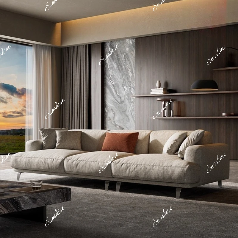 

Sofa living room Italian minimalist cotton and linen fabric small apartment high-end straight row combination