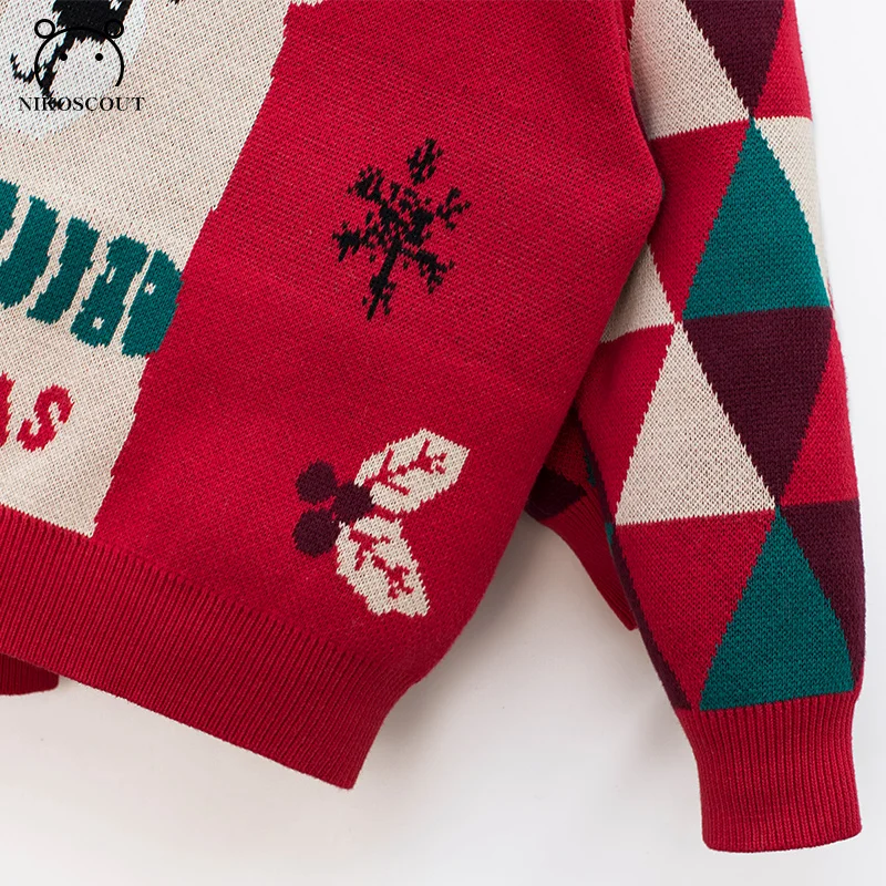 Family for a Family of Three in Winter Christmas and New Year Red Sweater Mother and Daughter New Year Fashionable Street Mother