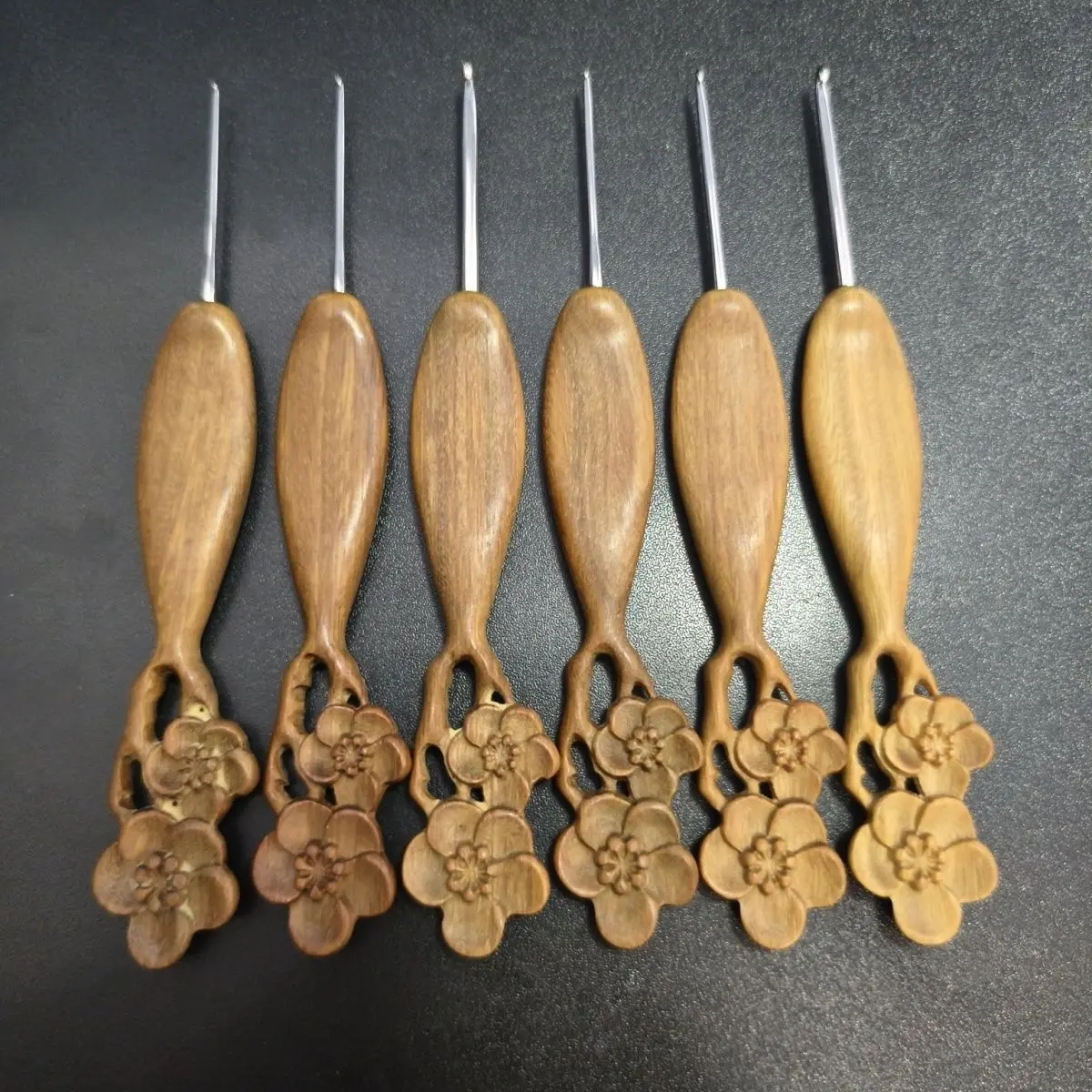 1Pc Groen Sandelhout Pruimenbloesem Haaknaald, Roestvrij Stalen Naald Breien Tool Trui Sjaal, Hoed DIY Breinaald