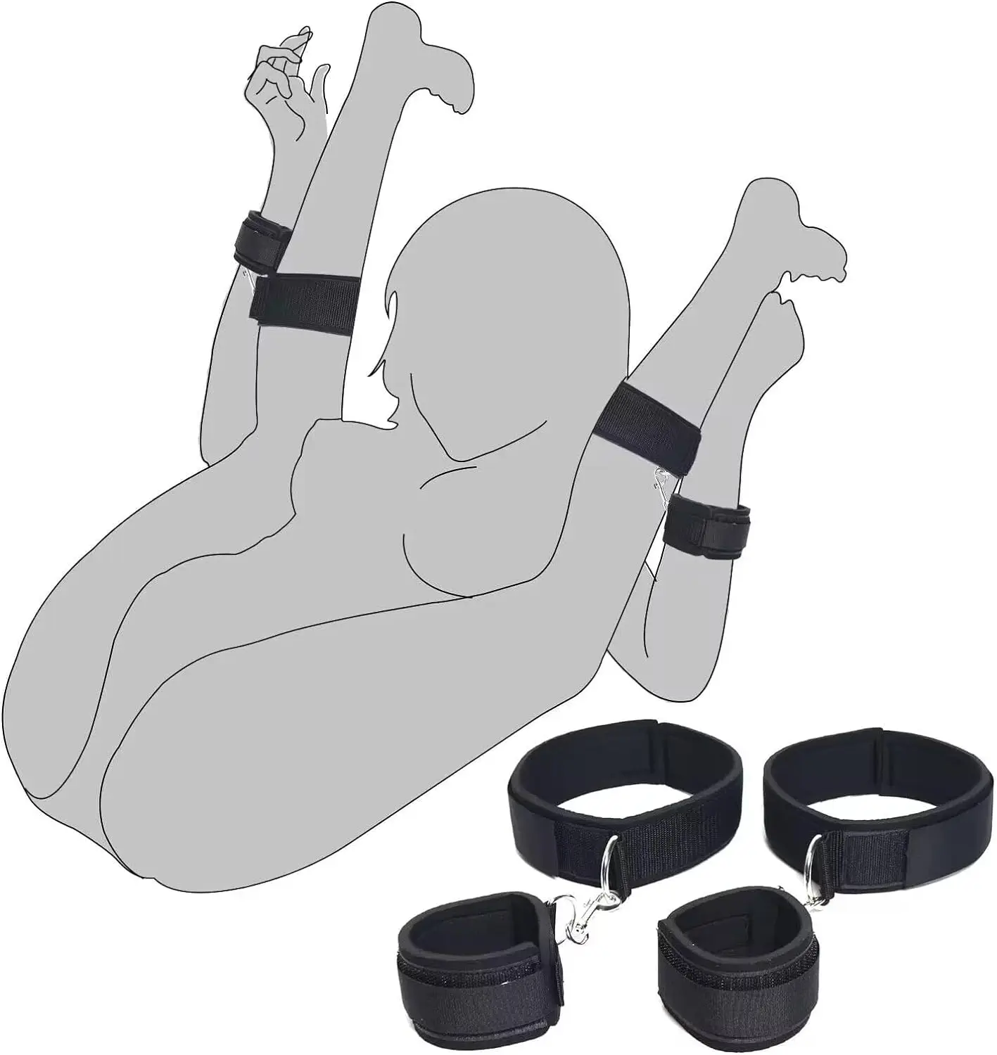 BDSM Sex Toys for Woman Couples Sex Bondage Wrist & Thigh Cuffs Restraint Adjustable Leg Straps Handcuffs SM Adult Game Play