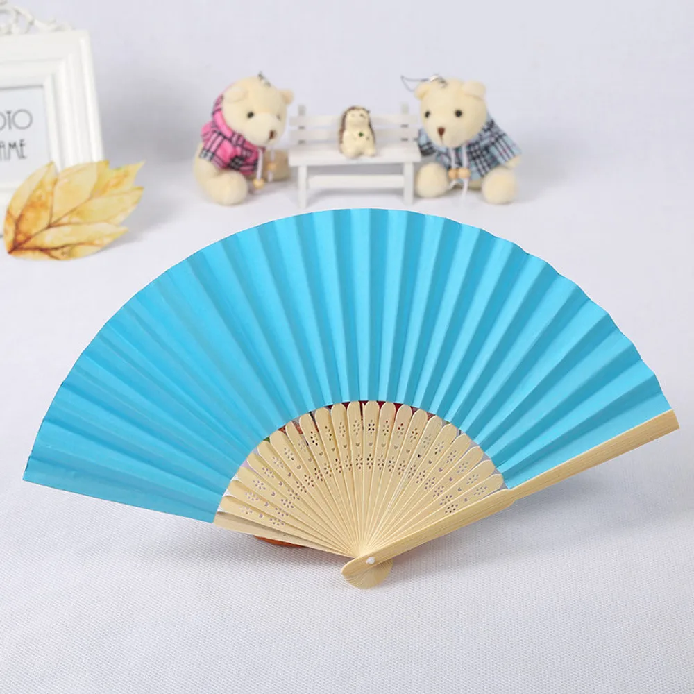 Hand Fan Pocket Folding Fan Solid Color Bamboo Paper Fan Wedding Fan Diy Guest Gift For Wedding Birthday Summer Party view 4