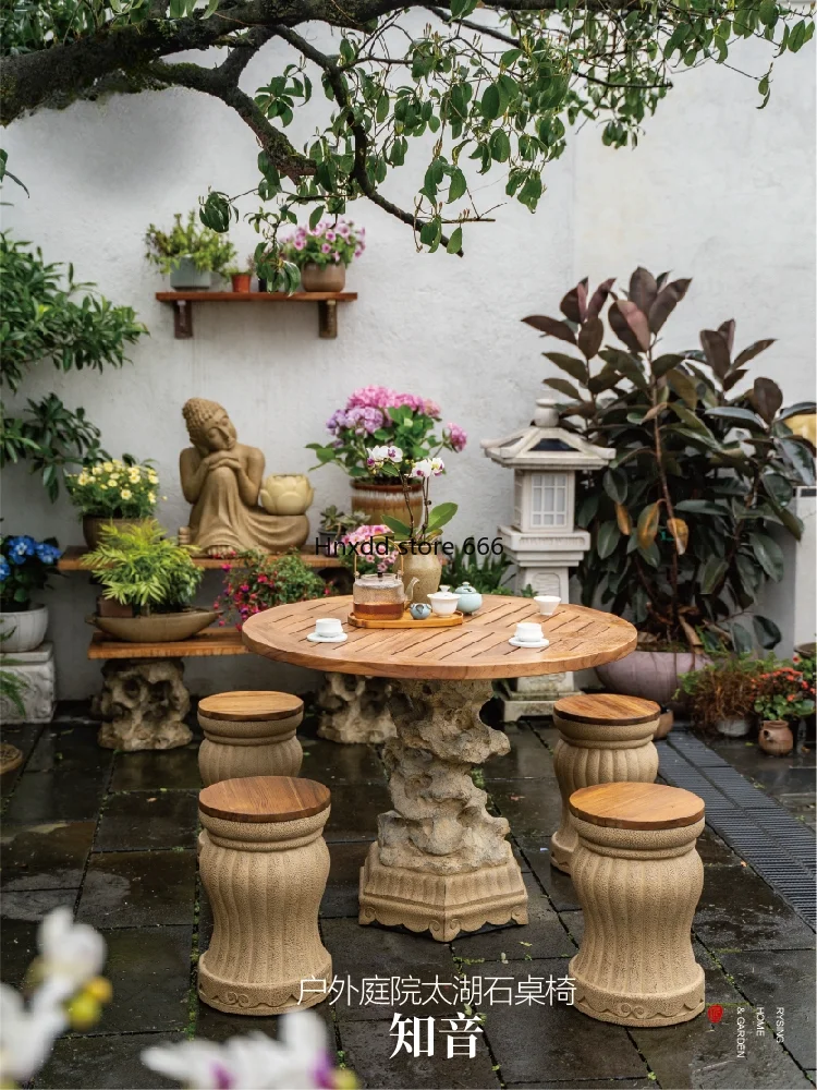 Chinese garden Taihu stone outdoor courtyard tables and chairs