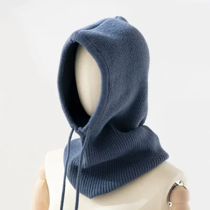 Unisex Adjustable Elastic Balaclava Cap Warm Ring Scarf Beanie Hat For Women Men Windproof Hooded Neck Collar Knitted Hat Bonnet