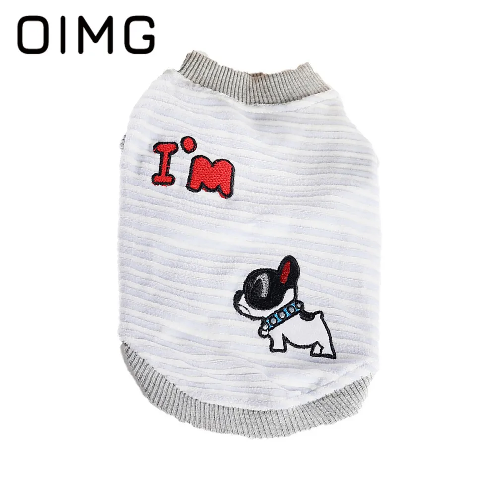 

OIMG New Dogs Clothes Summer Thin Vest For Small Dogs Teddy Bichon Poodle Embroidered Puppy T-Shirt Cool Breathable Pets Garment