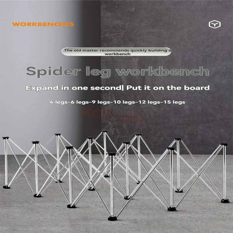 Spider Leg Workbench for Woodworking, Folding Legs, Stainless Steel Bracket, Material Rack, Multi-functional Telescopic Tile Tab