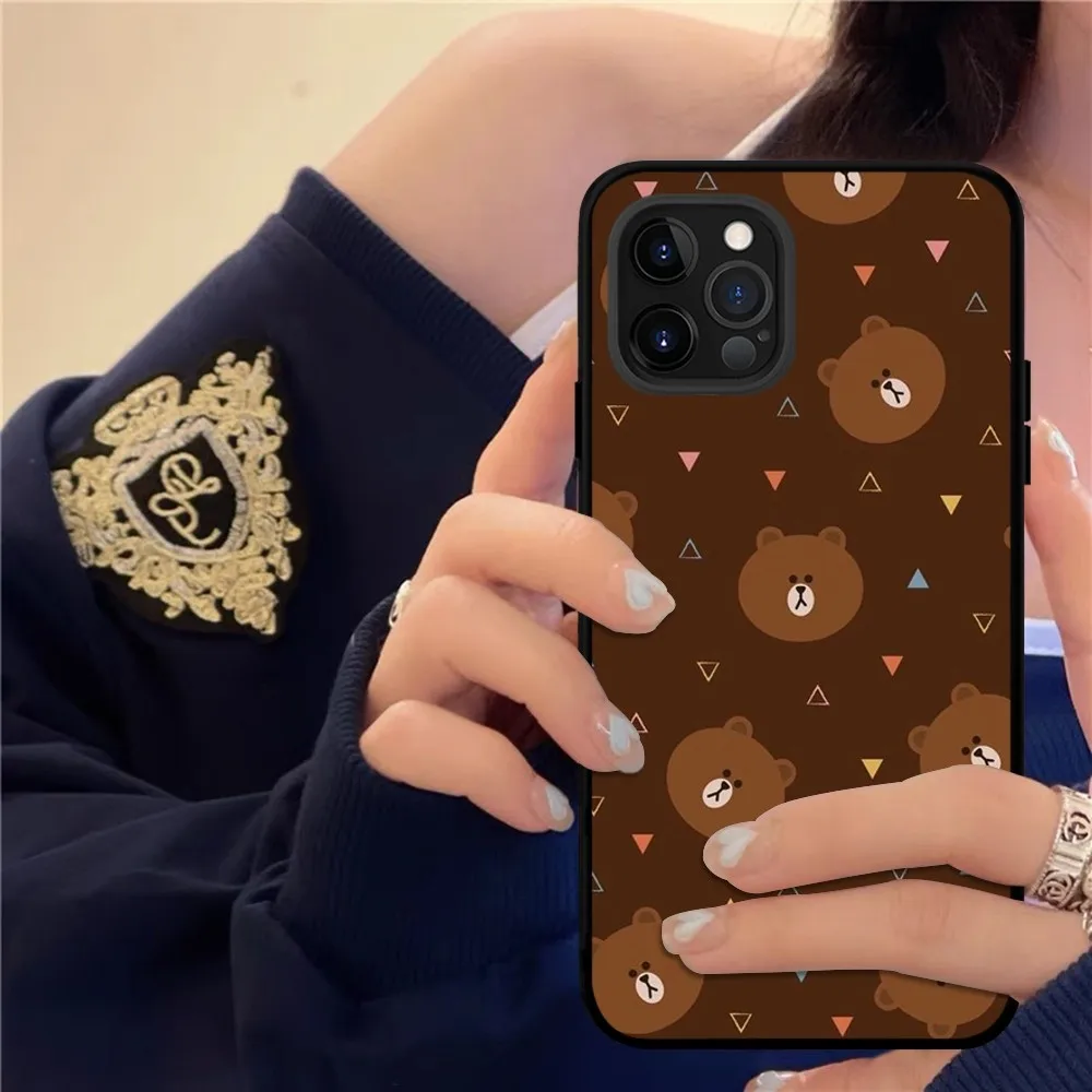 Korea Cute L-Line F-Friends B-Brown Phone Case Silicone Soft for iphone 15 14 13 12 11 Pro Mini XS MAX 8 7 6 Plus X XS XR Cover