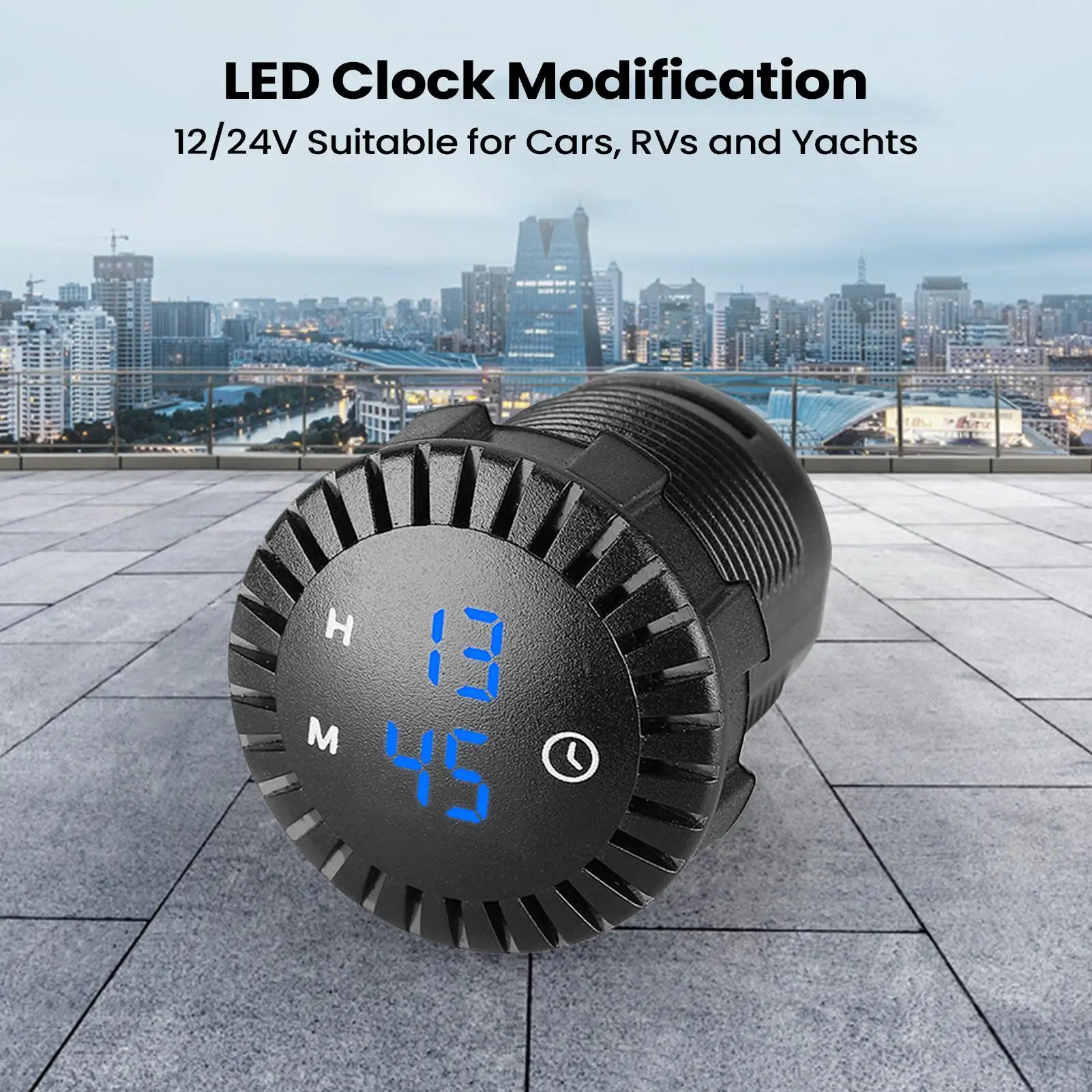 Car Digital Clock LED Display 12V 24V Panel Electronic Car Interior Touch Digital Clock For Men Women Drivers Owners Commuting