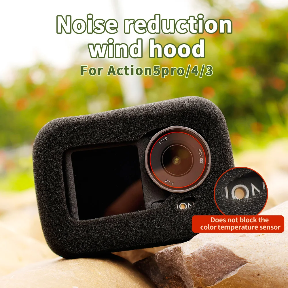 Suitable for DJI action5PRO/4/3 noise reduction sponge windproof cover, riding sound-absorbing cotton noise reduction