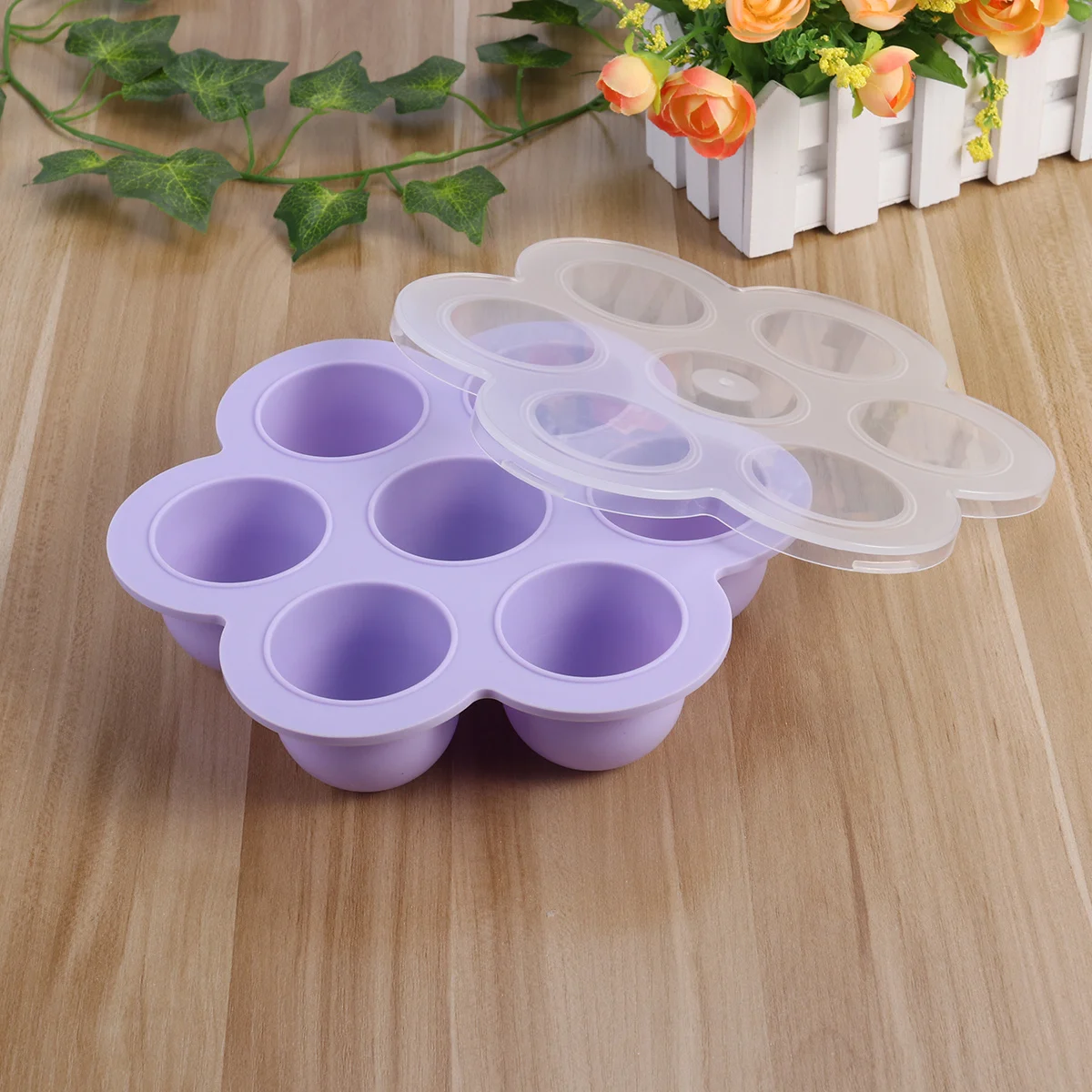 

2Pcs Baby Food Storage Container Tray 7 Cavity Silicone Reusable Freezer Oven Microwave Safe with Plastic Lid Freezer Tray