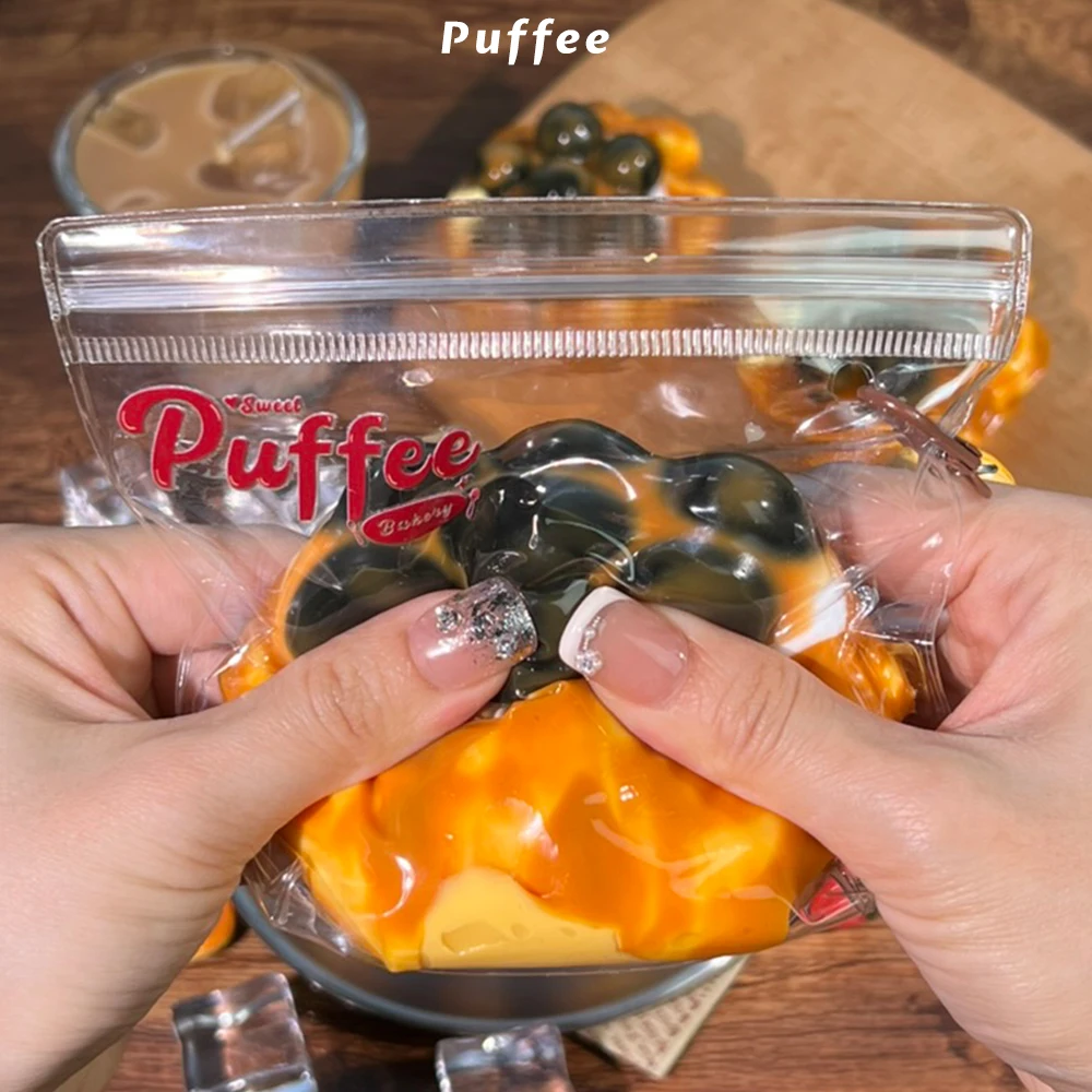 バブルタルトトースト食品グレードのシリコーンスクイーズおもちゃ、手作りタバスクイーズ、クリーミーなソフト粘着性の遅いリバウンドスクイーズおもちゃ、ボバ