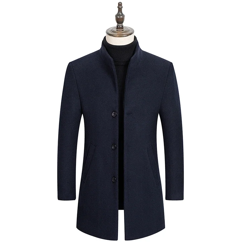 

2023 Boutique Casual Woolen Coat Fashion Slim-fitting Woollen Wool British Style Korean Men's Business Casual Woolen Coat