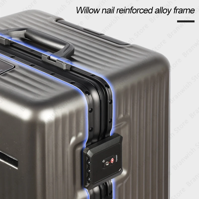 Aluminum Alloy Frame Suitcase Rolling Luggage With USB Port Boarding Cabin Travel Suitcase Alloy Trolley Case Carry On 20 Inch