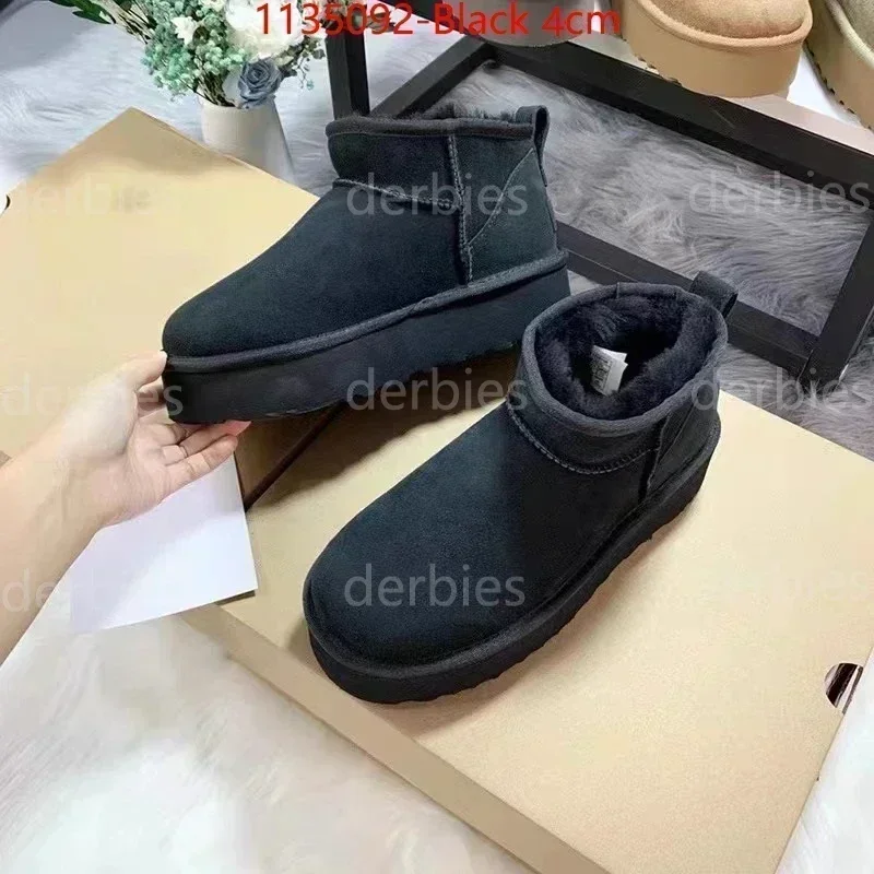 2024 Winter Real Sheepskin Wool Warmer Ladies Heightening Shoes Women's Warm Thick-soled Boots Platform Luxur Snow Boots