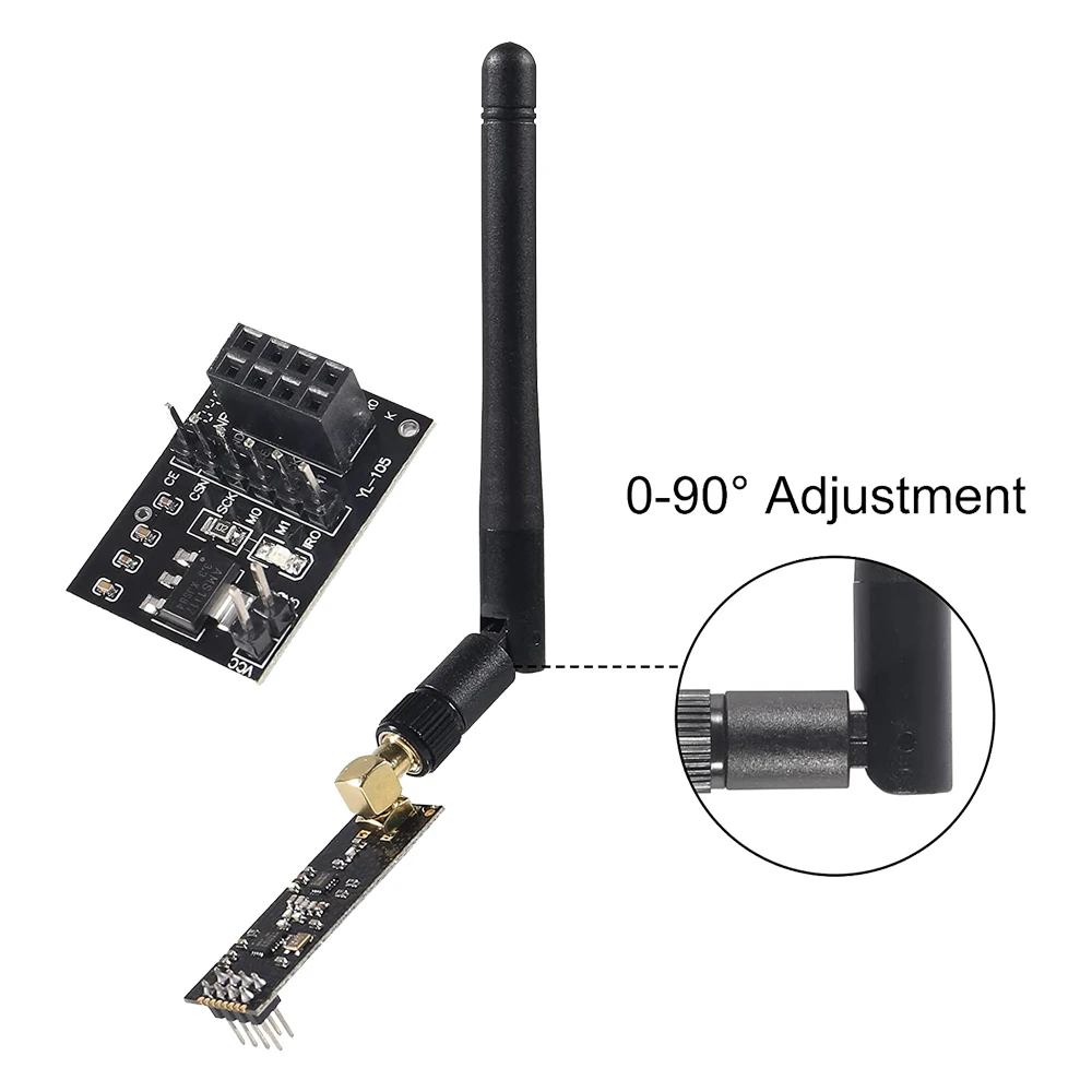 NRF24L01+PA+LNA RF Transceiver Module with Antenna 2.4 GHz 1100m NRF24L01 Wireless Module with Breakout Adapter for Arduino