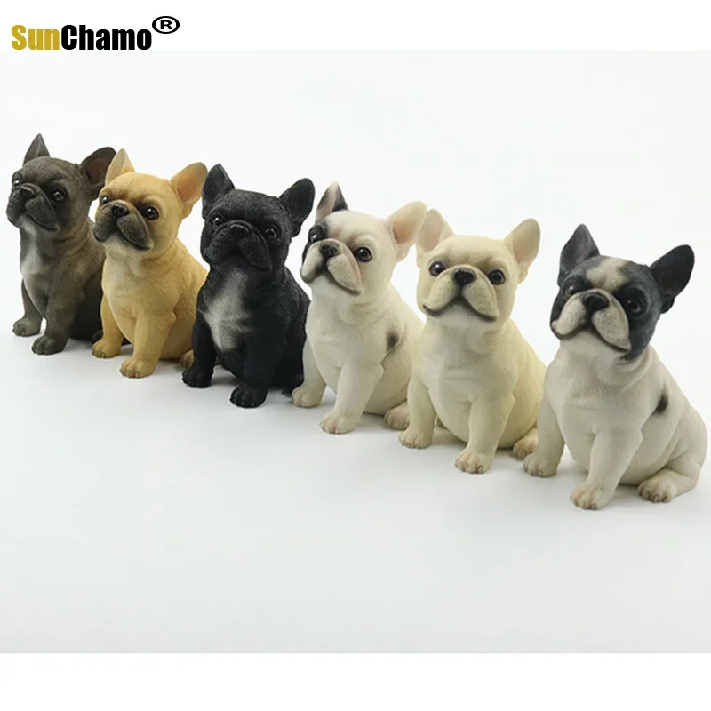 New French Bulldog Sitting Posture Small-scale Bullfighting Car Interior Fitting Simulation Animal Dog Model Figurines Miniature image 6