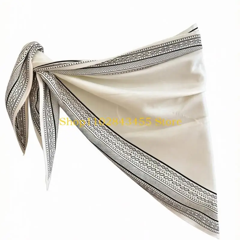 49MC Printed Scarf Wrap Large Soft Drape Accessory for Head Neck Waist Bag Travel Styling and Daily Outfit Wear Use