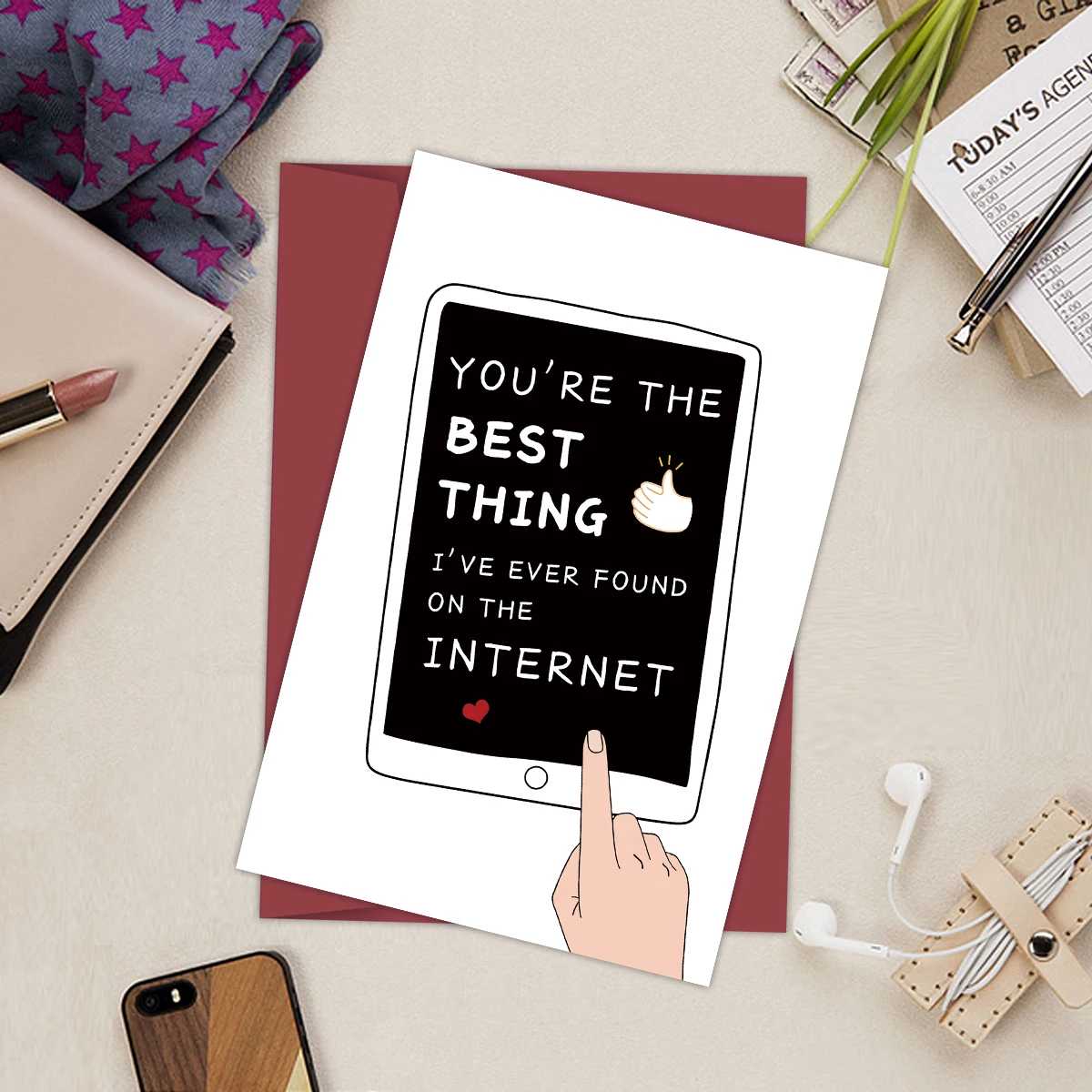 1PC Funny Creative Valentine's Day Card, Anniversary Card For Boyfriend Girlfriend, Internet Dating Valentines Day Card Gift